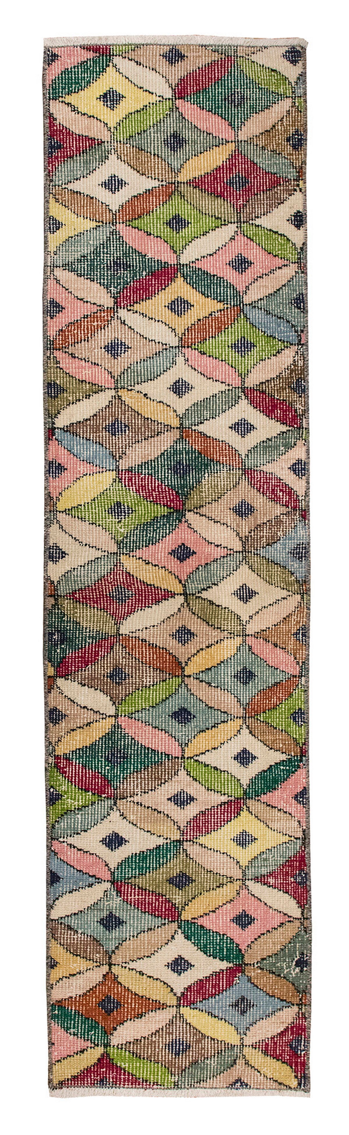Vintage Rug, Small Oushak Rug 1'6" x 6'2" feet 45 x 187 cm