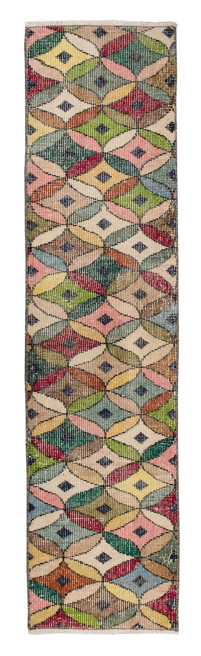 Vintage Rug, Small Oushak Rug 1'6" x 6'2" feet 45 x 187 cm