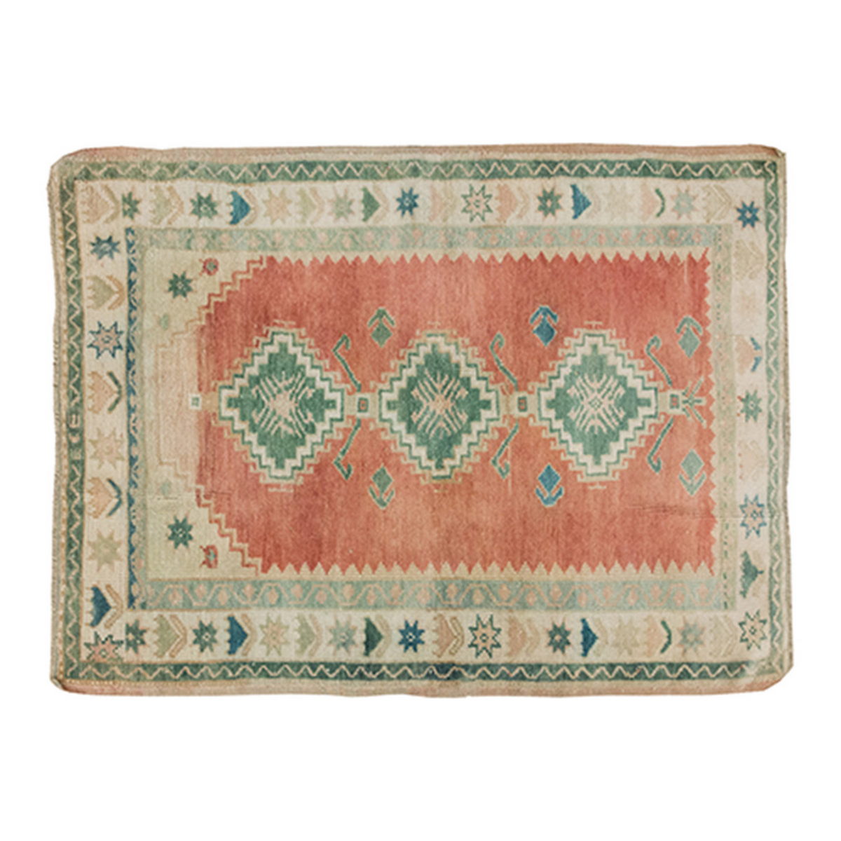 Vintage Rug, Small Oushak Rug 2'11" x 3'10" feet 89 x 118 cm