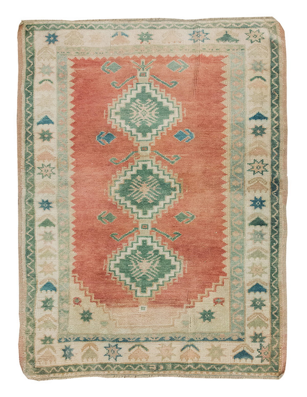 Vintage Rug, Small Oushak Rug 2'11" x 3'10" feet 89 x 118 cm