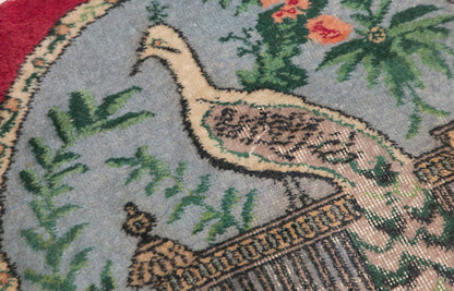 Vintage Rug, Small Oushak Rug 2'5" x 2'10" feet 74 x 86 cm