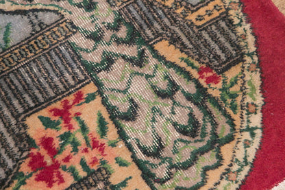 Vintage Rug, Small Oushak Rug 2'5" x 2'10" feet 74 x 86 cm