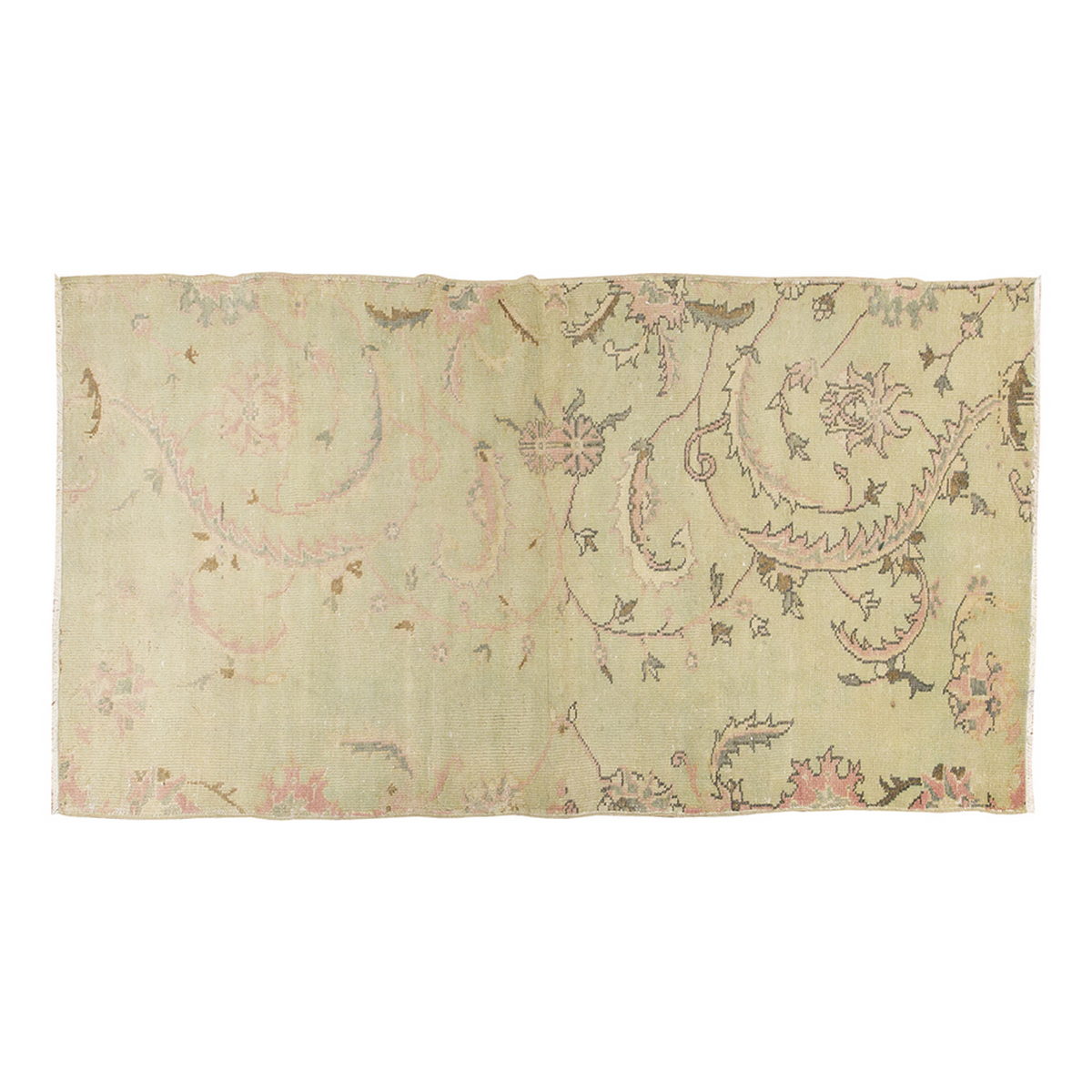 Vintage Rug, Small Oushak Rug 3'1" x 6'7" feet 95 x 200 cm
