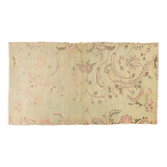 Vintage Rug, Small Oushak Rug 3'1" x 6'7" feet 95 x 200 cm