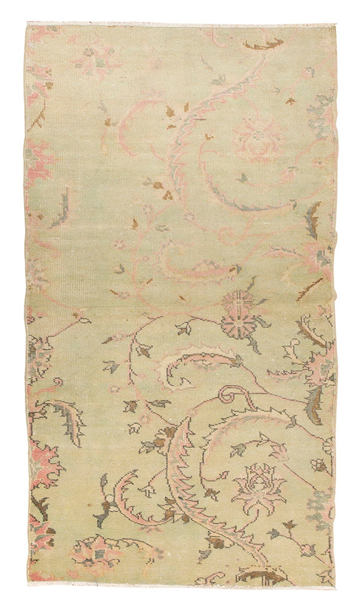 Vintage Rug, Small Oushak Rug 3'1" x 6'7" feet 95 x 200 cm