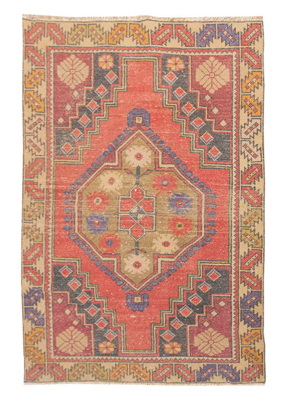 Vintage Rug 3'10" x 6'2" feet 116 x 188 cm