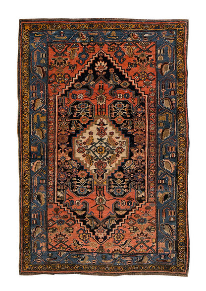 Vintage Rug 3'10" x 6'5" feet 117 x 196 cm