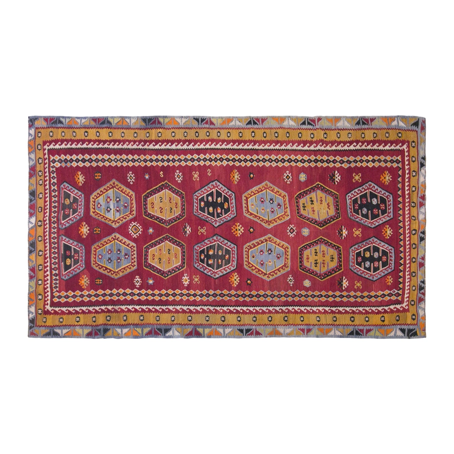 Vintage Sivas Şarkışla Kilim Rug, 5.7x10.7 ft, 175x325 cm, Handwoven Turkish Wool Kilim
