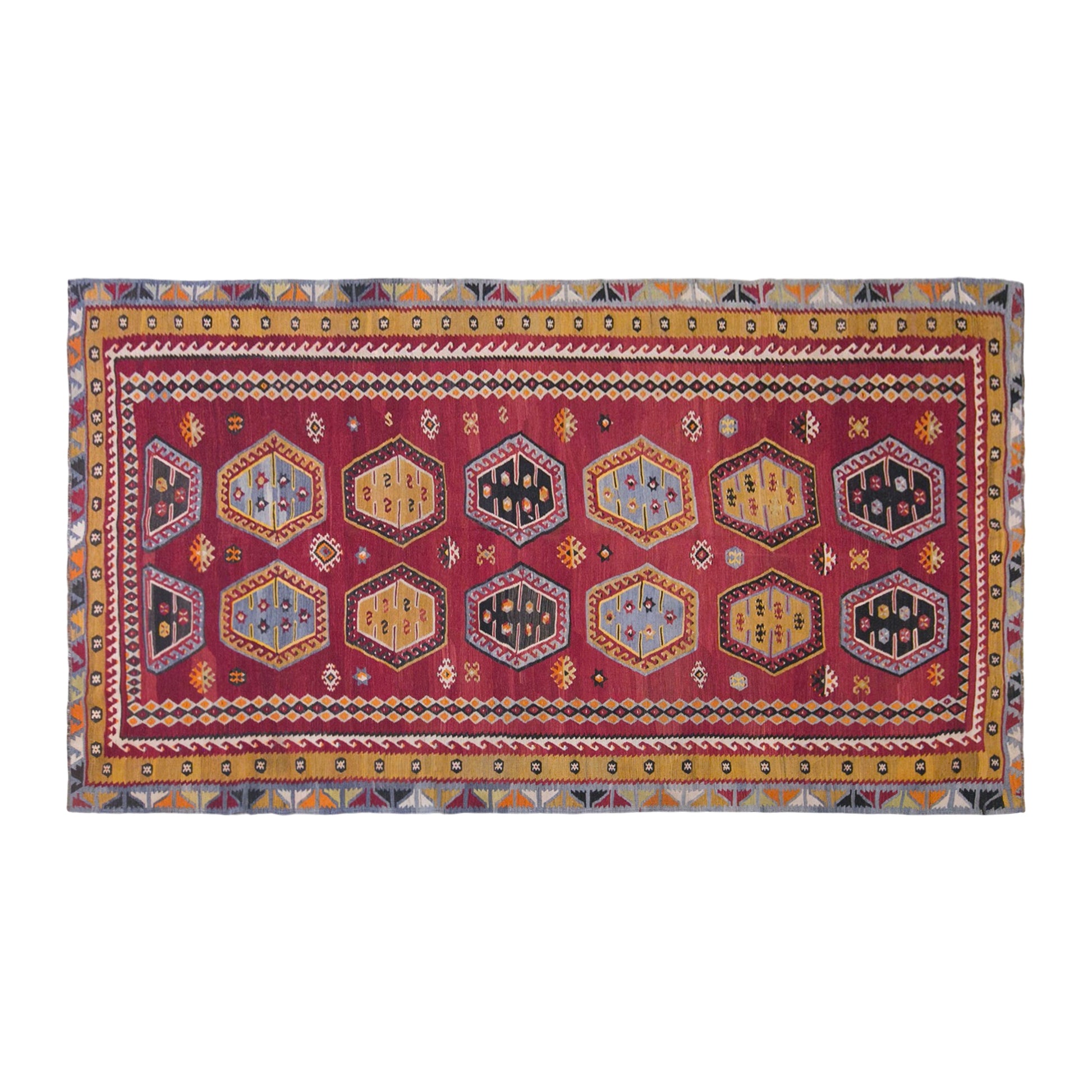Vintage Sivas Şarkışla Kilim Rug, 5.7x10.7 ft, 175x325 cm, Handwoven Turkish Wool Kilim