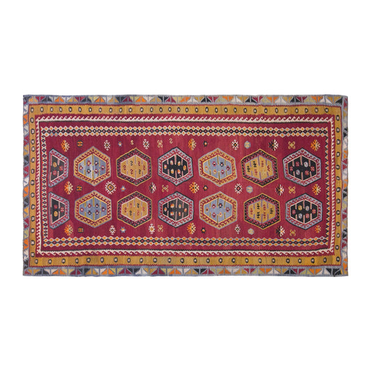 Vintage Sivas Şarkışla Kilim Rug, 5.7x10.7 ft, 175x325 cm, Handwoven Turkish Wool Kilim