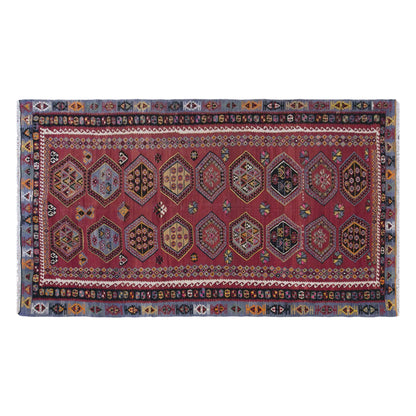 Vintage Sivas Şarkışla Kilim Rug, 6.1x13.1 ft, 185x400 cm, Handwoven Turkish Wool Kilim