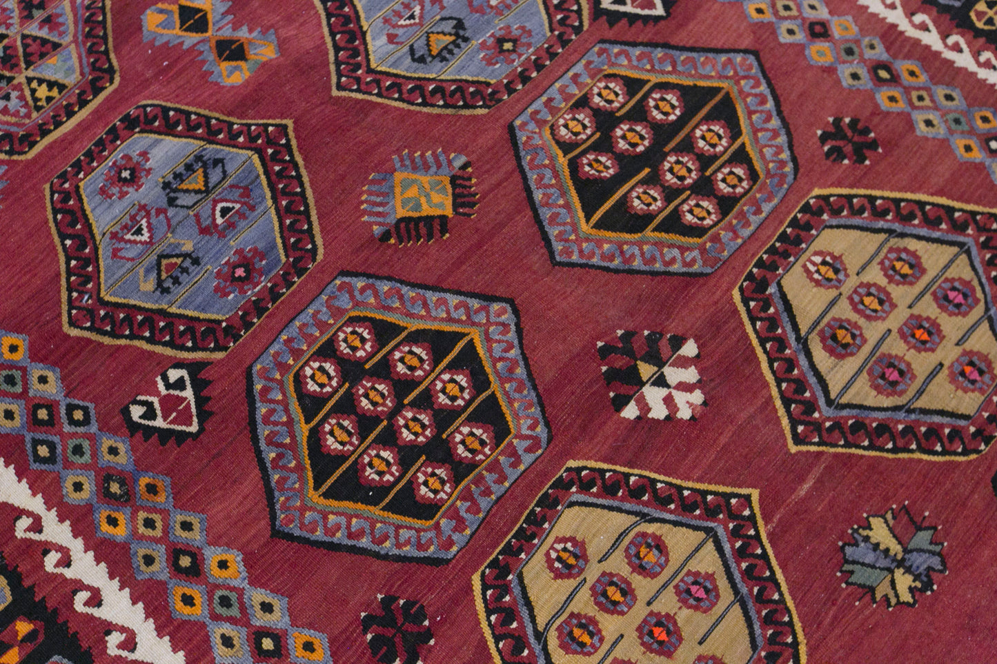 Vintage Sivas Şarkışla Kilim Rug, 6.1x13.1 ft, 185x400 cm, Handwoven Turkish Wool Kilim