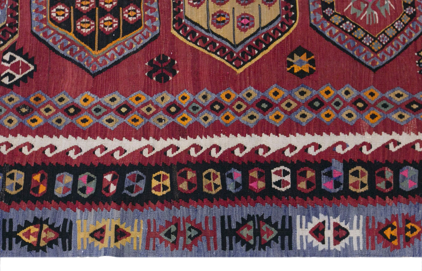 Vintage Sivas Şarkışla Kilim Rug, 6.1x13.1 ft, 185x400 cm, Handwoven Turkish Wool Kilim