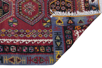 Vintage Sivas Şarkışla Kilim Rug, 6.1x13.1 ft, 185x400 cm, Handwoven Turkish Wool Kilim