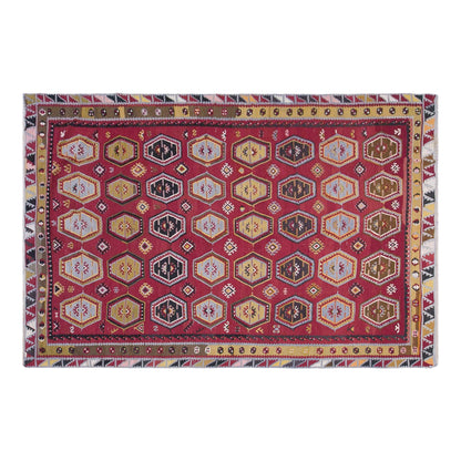 Vintage Sivas Şarkışla Kilim Rug, 7.5x11.2 ft, 230x340 cm, Handwoven Turkish Wool Kilim