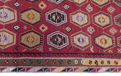 Vintage Sivas Şarkışla Kilim Rug, 7.5x11.2 ft, 230x340 cm, Handwoven Turkish Wool Kilim