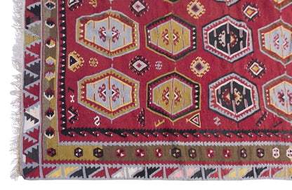 Vintage Sivas Şarkışla Kilim Rug, 7.5x11.2 ft, 230x340 cm, Handwoven Turkish Wool Kilim