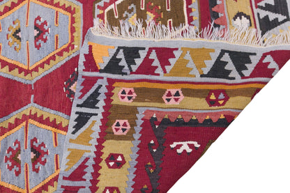 Vintage Sivas Şarkışla Kilim Rug, 7.5x11.2 ft, 230x340 cm, Handwoven Turkish Wool Kilim