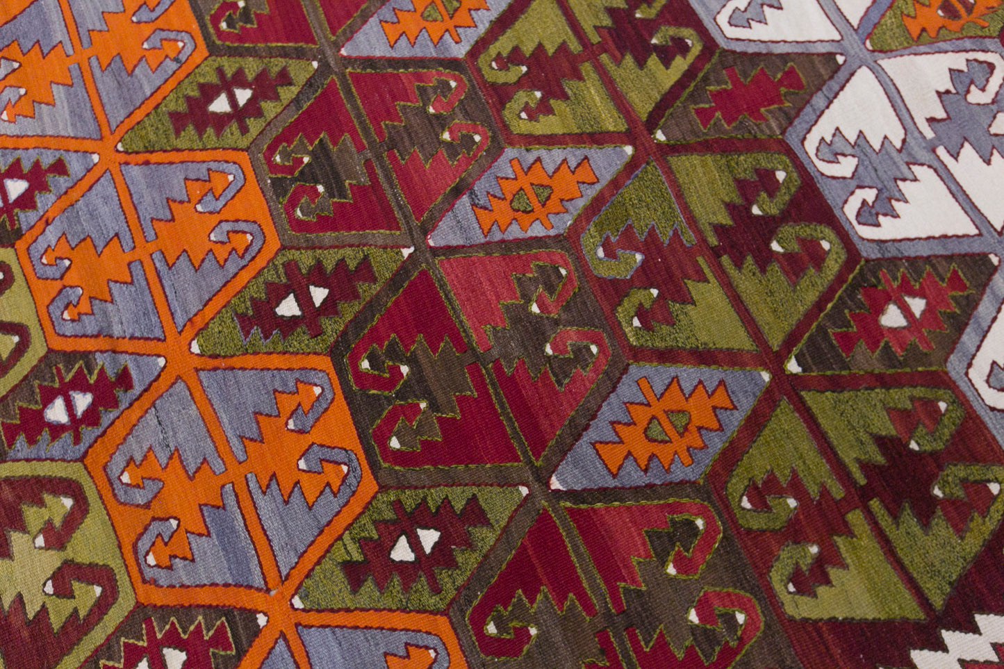 Vintage Sivrihisar Kilim Rug, 5.9x13.1 ft, 180x400 cm, Handwoven Turkish Wool Kilim