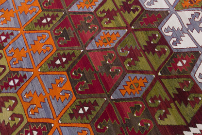 Vintage Sivrihisar Kilim Rug, 5.9x13.1 ft, 180x400 cm, Handwoven Turkish Wool Kilim