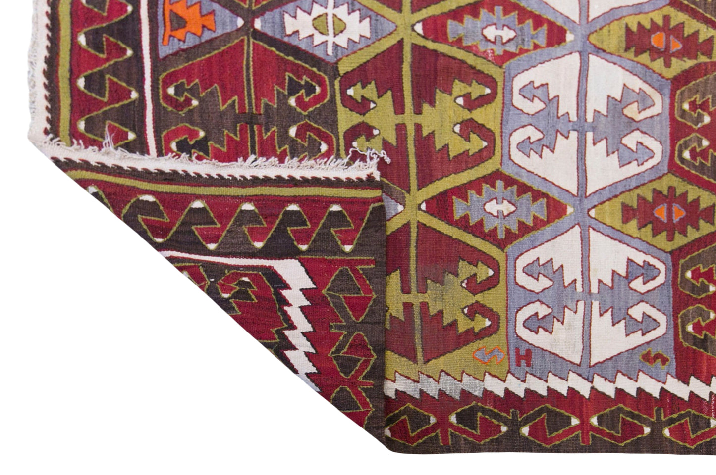 Vintage Sivrihisar Kilim Rug, 5.9x13.1 ft, 180x400 cm, Handwoven Turkish Wool Kilim
