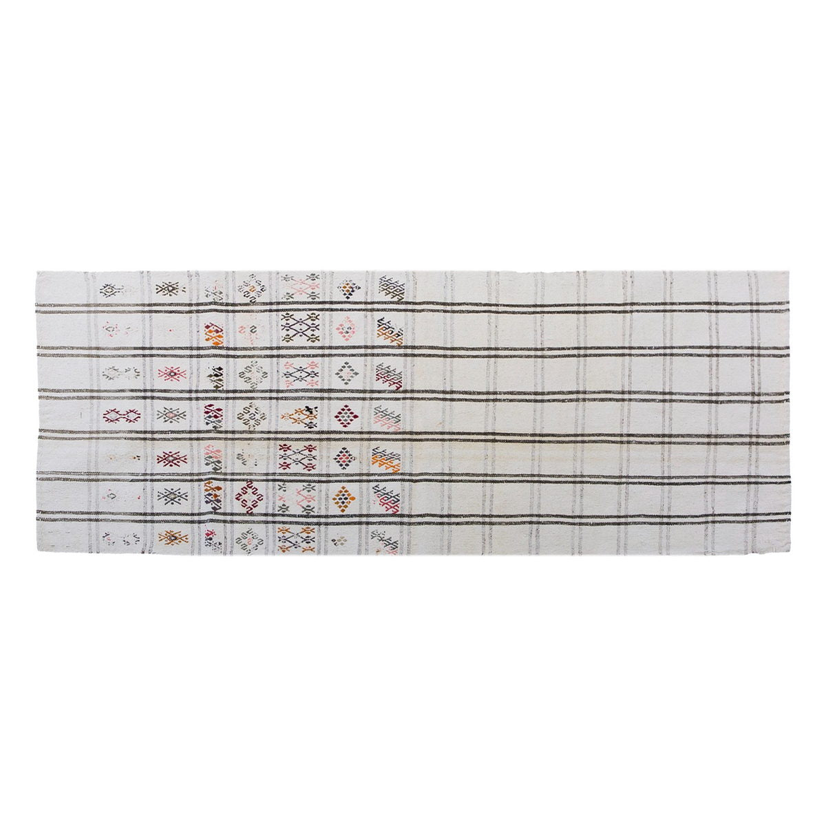 Vintage Striped Turkish Kilim Runner Rug 80x219 cm, 2'7 x 7'2 ft