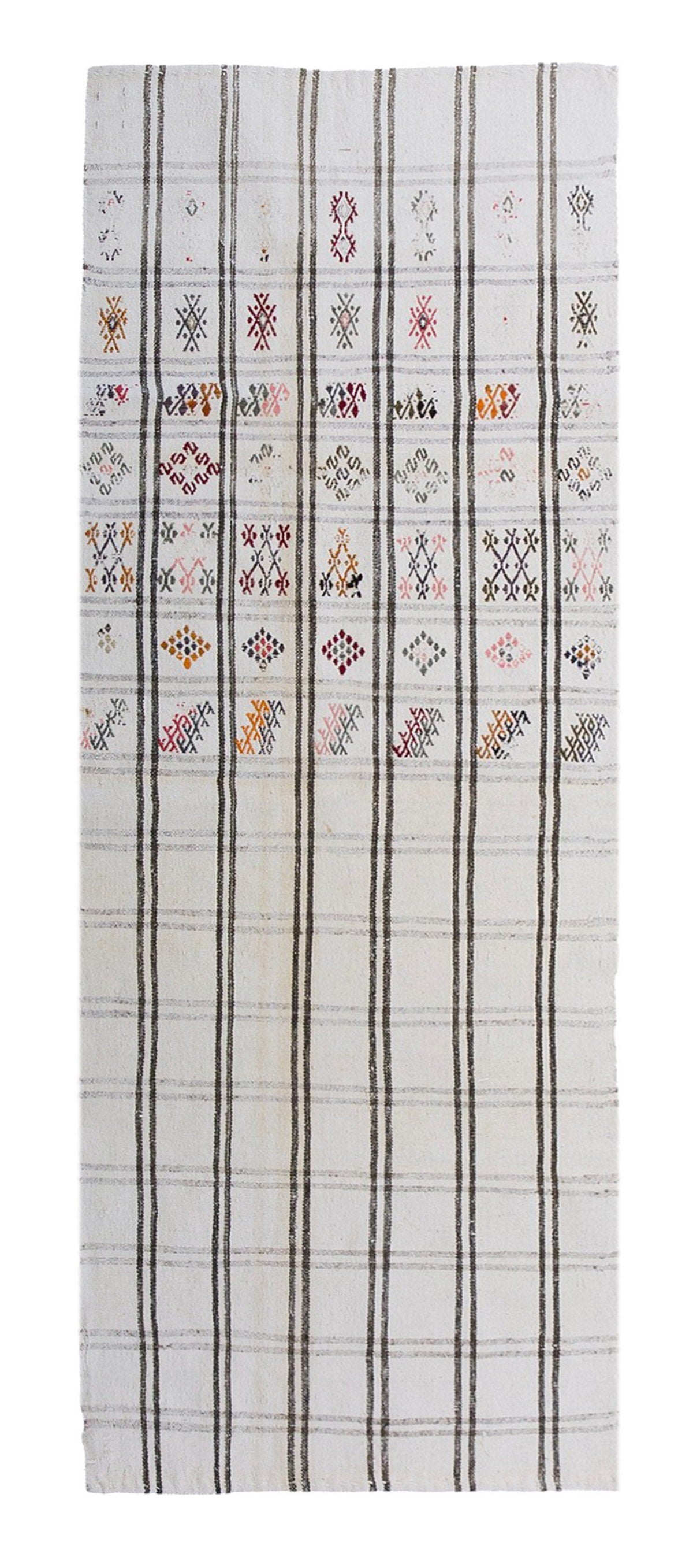 Vintage Striped Turkish Kilim Runner Rug 80x219 cm, 2'7 x 7'2 ft