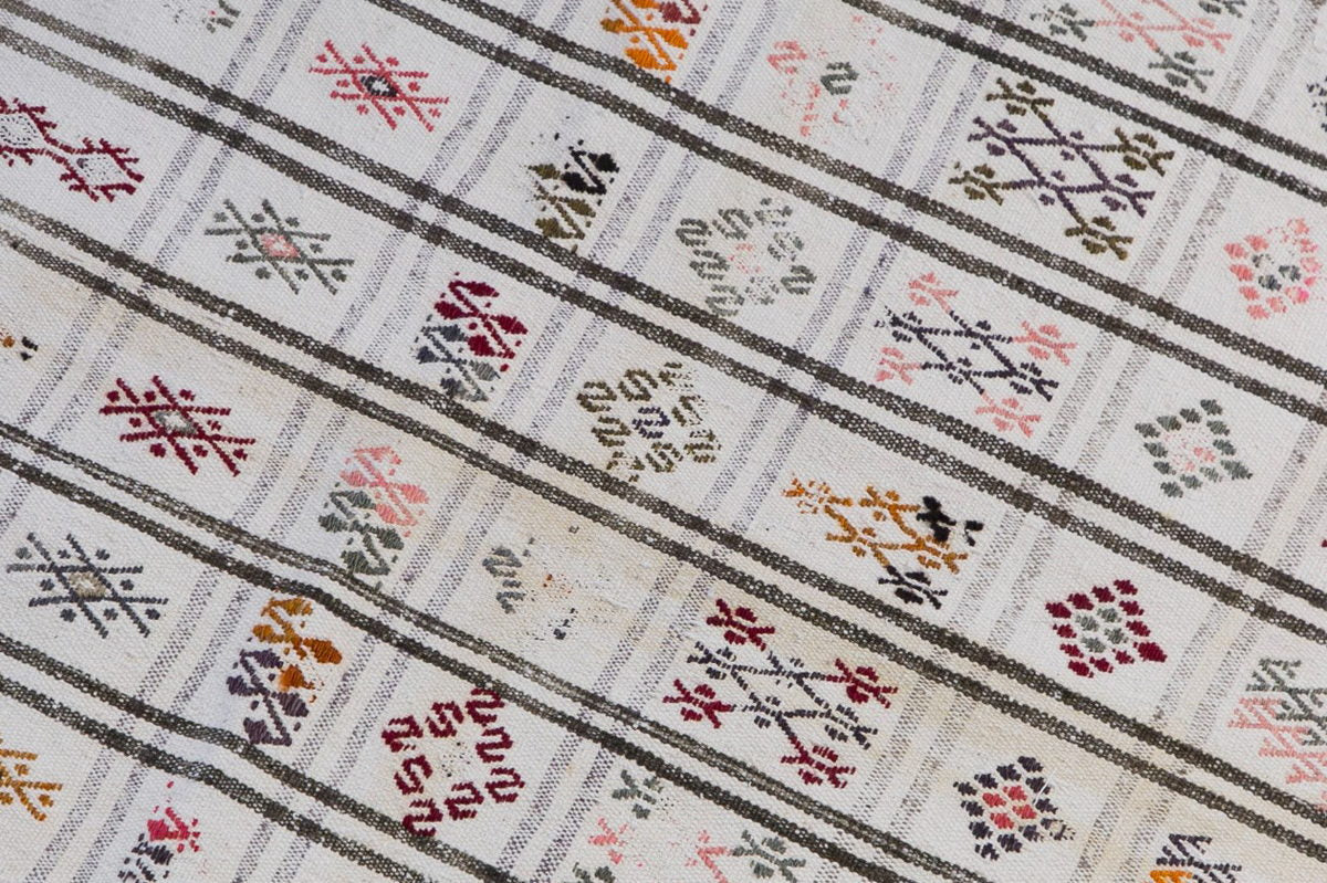 Vintage Striped Turkish Kilim Runner Rug 80x219 cm, 2'7 x 7'2 ft