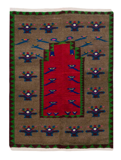 Vintage Tulu Rug, 3'7 x 4'3 feet / 108 x 130 cm