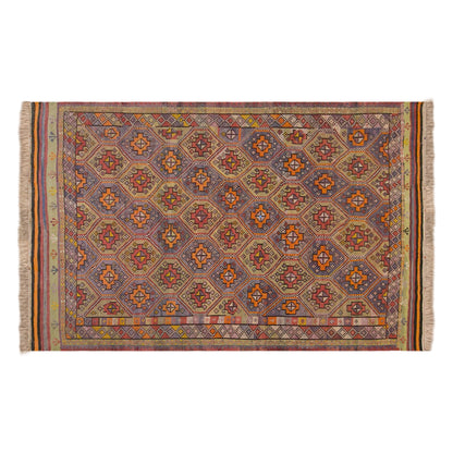 Vintage Turkish Cicim Kilim Rug, 7.2 x 11.3 ft, 220 x 345 cm, Handwoven Wool Kilim