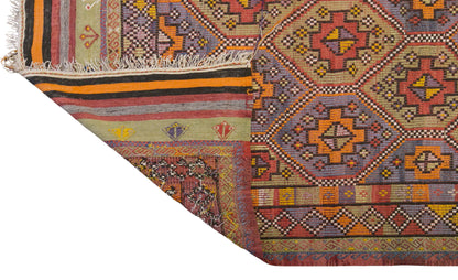 Vintage Turkish Cicim Kilim Rug, 7.2 x 11.3 ft, 220 x 345 cm, Handwoven Wool Kilim