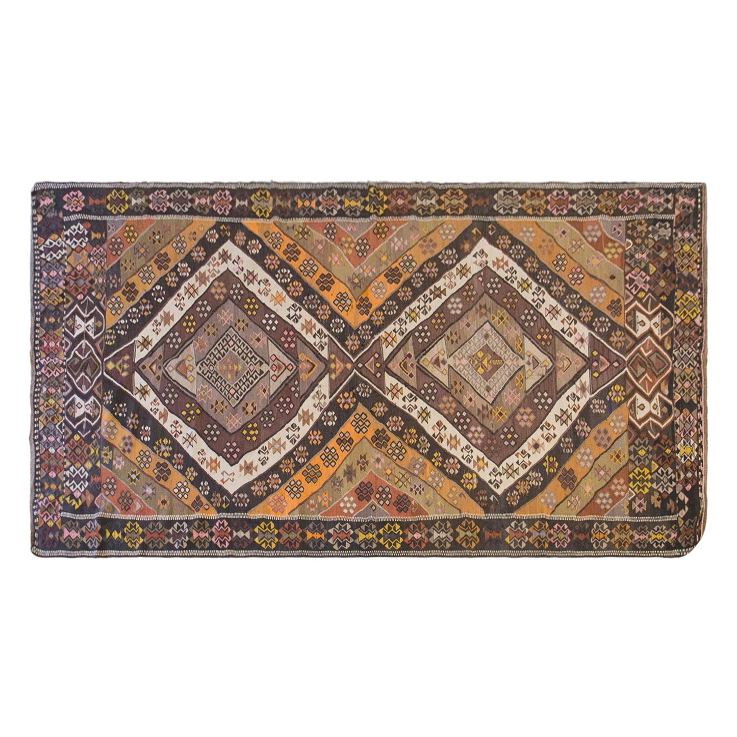 Vintage Turkish Kars Kilim – 200 x 427 cm (6.6 x 14 ft)