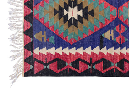 Vintage Turkish Kilim, 2.10 x 4.1 ft Rug, 87 x 125 cm