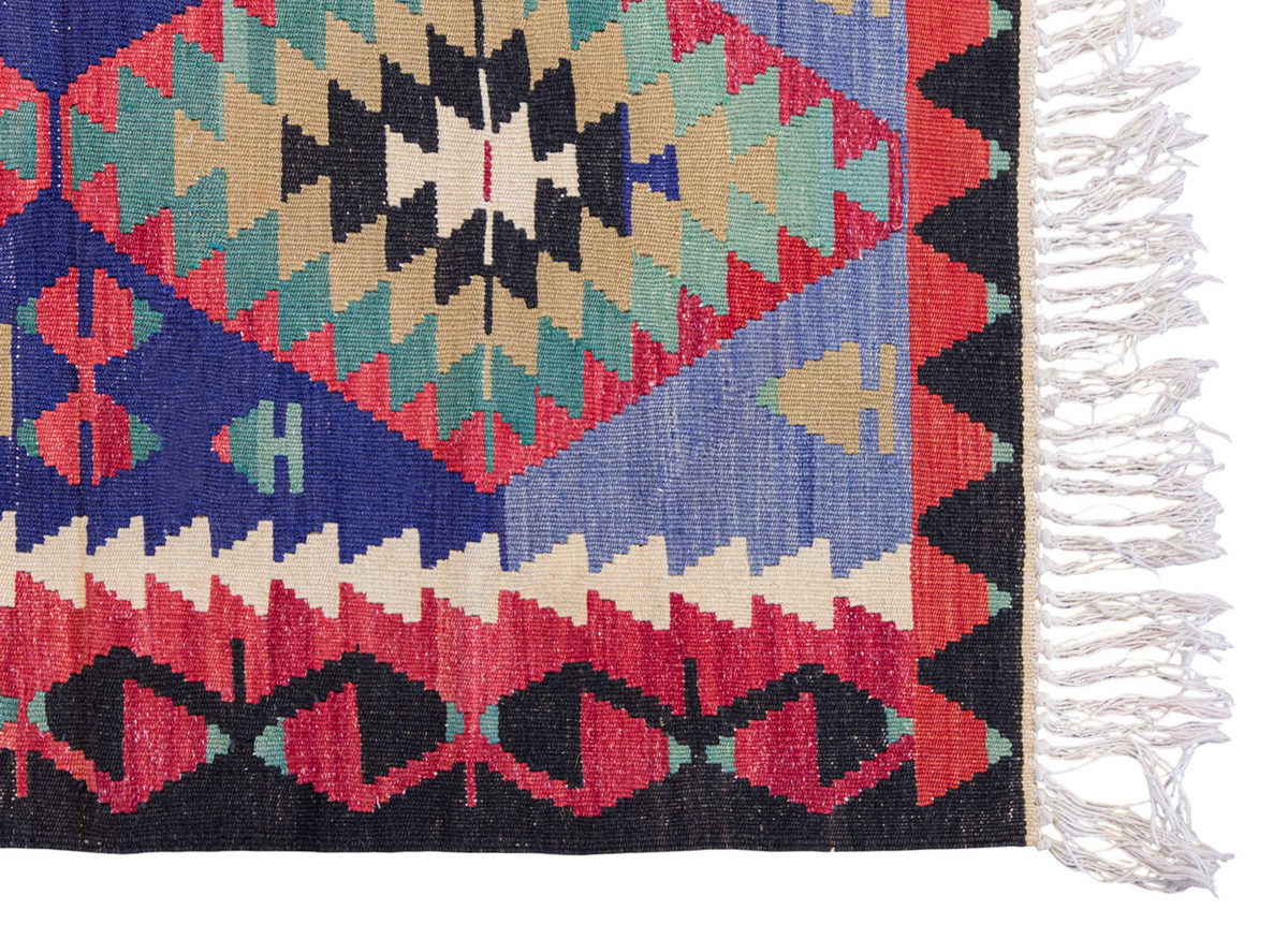 Vintage Turkish Kilim, 2.10 x 4.1 ft Rug, 87 x 125 cm