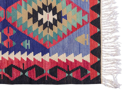 Vintage Turkish Kilim, 2.10 x 4.1 ft Rug, 87 x 125 cm