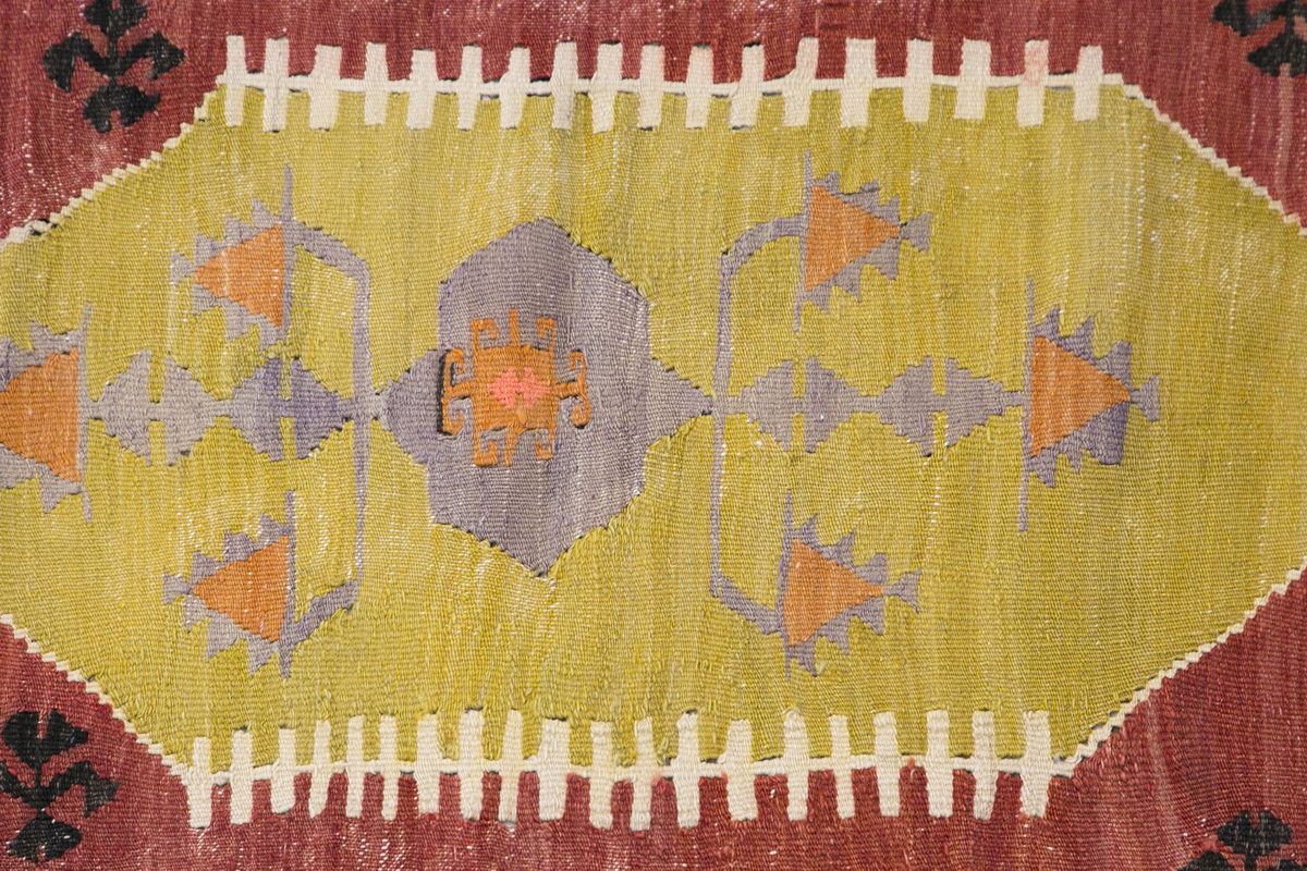 Vintage Turkish Kilim, 2.11 x 4.1 ft Rug, 90 x 125 cm