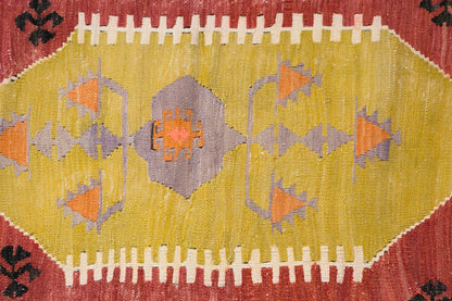 Vintage Turkish Kilim, 2.11 x 4.1 ft Rug, 90 x 125 cm