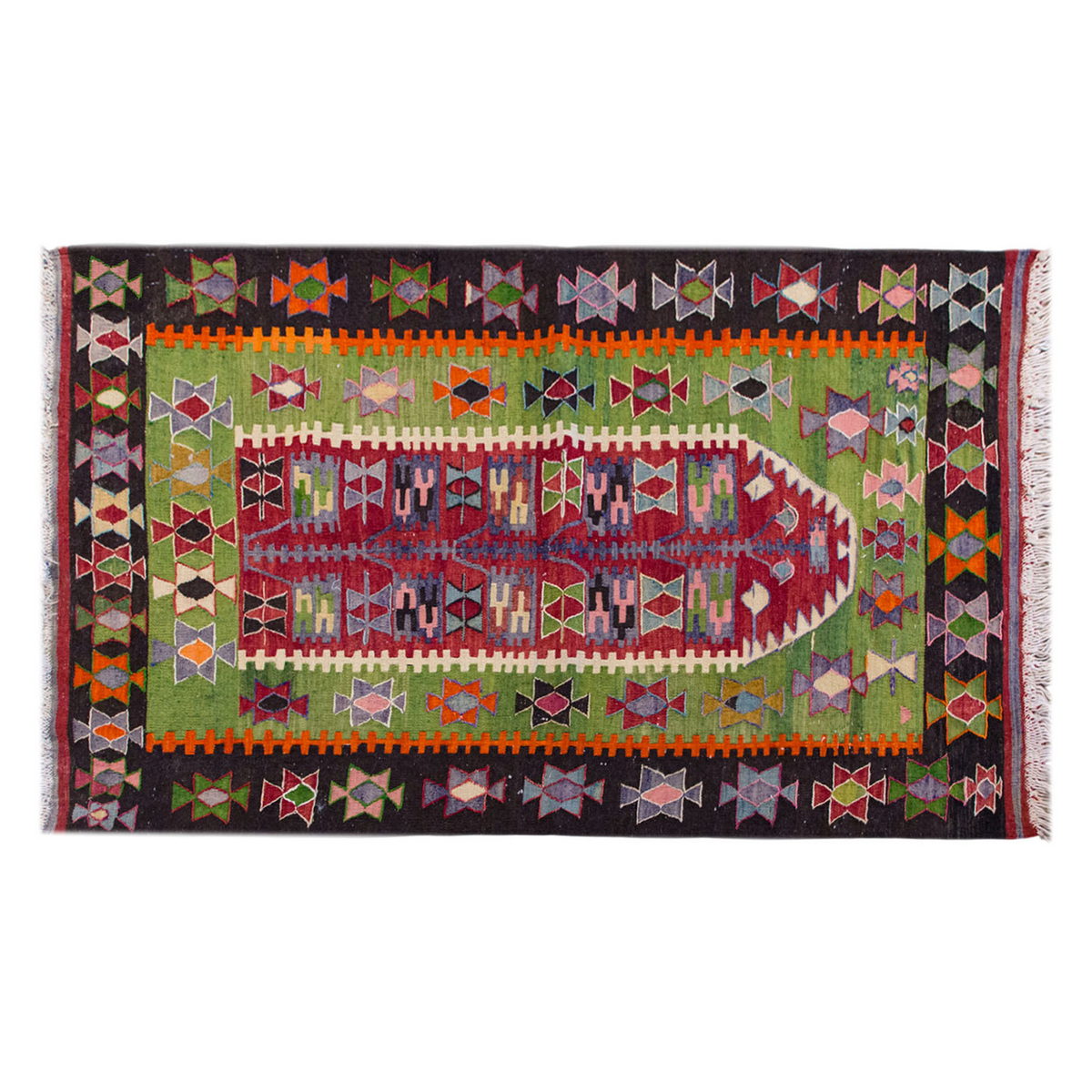 Vintage Turkish Kilim, 2.11 x 4.3 ft Rug, 89 x 131 cm