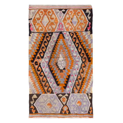 Vintage Turkish Kilim, 2.5 x 4 ft Rug, 75 x 124 cm