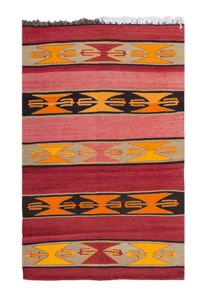 Vintage Turkish Kilim, 2.7 x 4.3 ft Rug, 80 x 130 cm