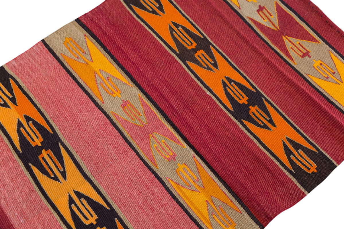 Vintage Turkish Kilim, 2.7 x 4.3 ft Rug, 80 x 130 cm