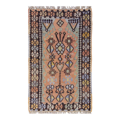 Vintage Turkish Kilim, 2.9 x 4.4 ft Rug, 86 x 134 cm