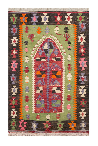 Vintage Turkish Kilim, 2.9 x 4.7 ft Rug, 85 x 140 cm