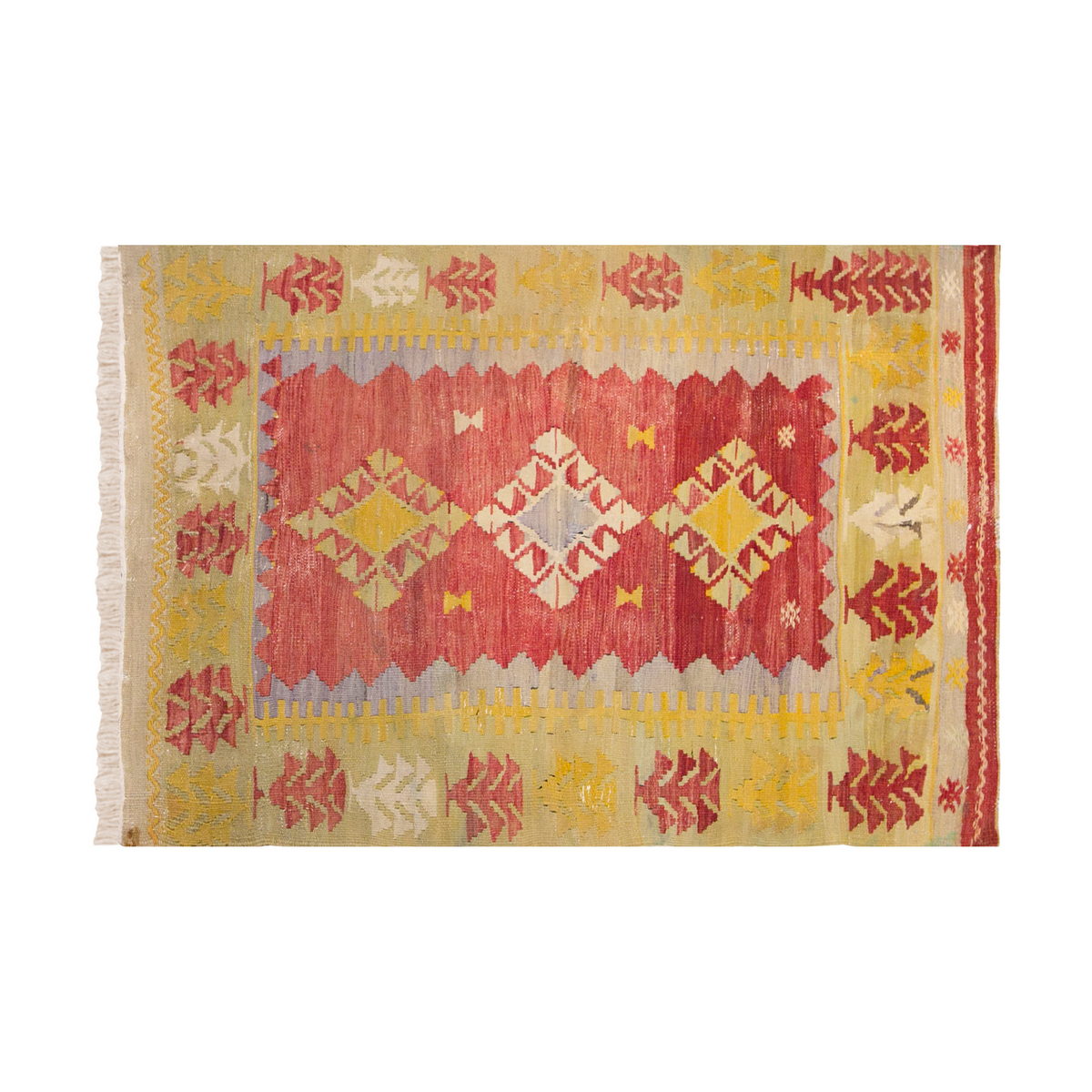 Vintage Turkish Kilim, 3.2 x 3.11 ft Rug, 98 x 120 cm