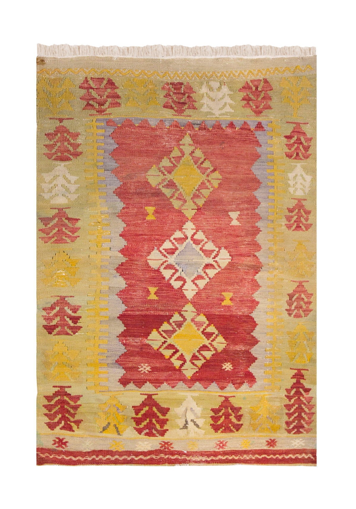 Vintage Turkish Kilim, 3.2 x 3.11 ft Rug, 98 x 120 cm