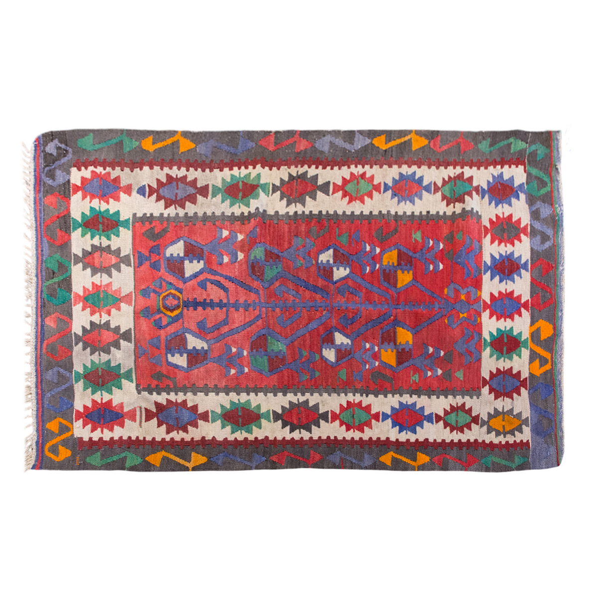 Vintage Turkish Kilim, 3.3 x 4.7 ft Rug, 101 x 142 cm