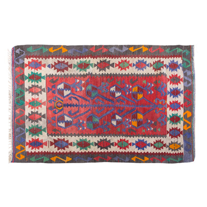 Vintage Turkish Kilim, 3.3 x 4.7 ft Rug, 101 x 142 cm
