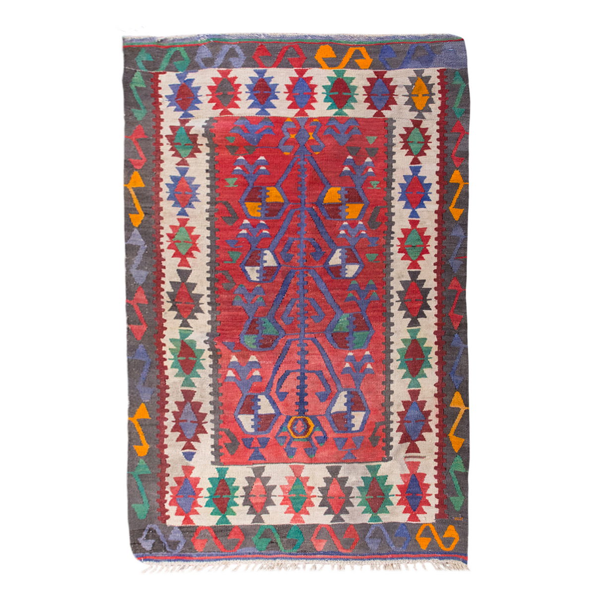 Vintage Turkish Kilim, 3.3 x 4.7 ft Rug, 101 x 142 cm