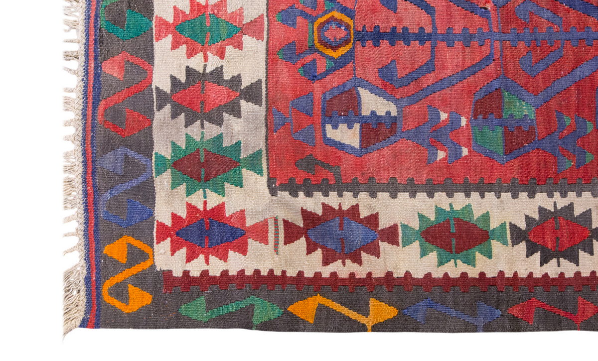 Vintage Turkish Kilim, 3.3 x 4.7 ft Rug, 101 x 142 cm