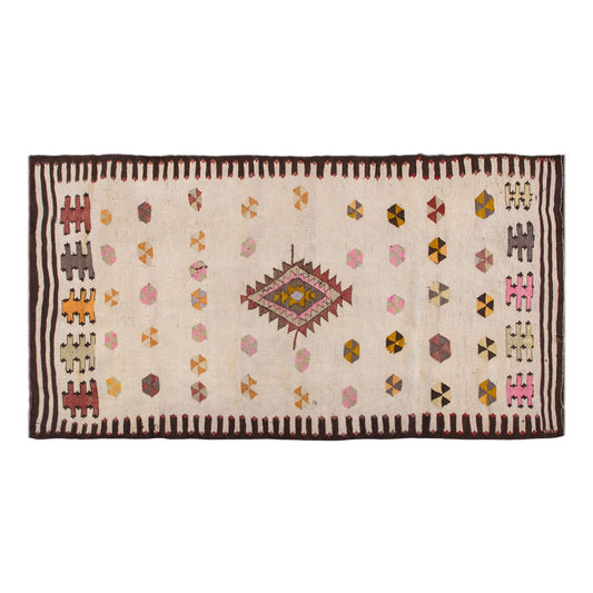 Vintage Turkish Kilim, 3.3 x 5.2 ft Rug, 101 x 160 cm